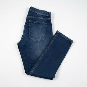 Mott & Bow Blue Straight Leg Jeans with Classic Stitching great travel jeans